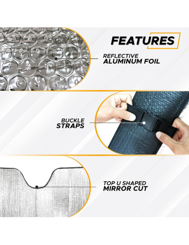 Sombra de Parabrisas Plegable EcoNour Grande Plata UV 98%