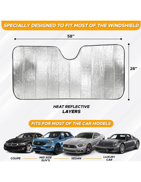 Sombra de Parabrisas Plegable EcoNour Grande Plata UV 98%
