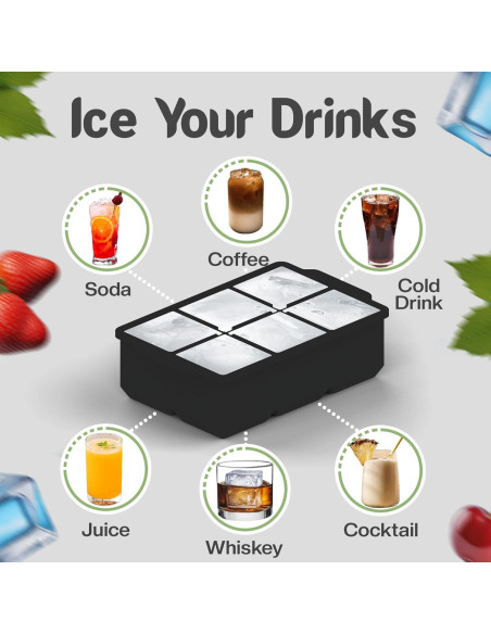 Bandeja de Hielo de Silicona KitchFort - 2 Piezas, 12 Cubos