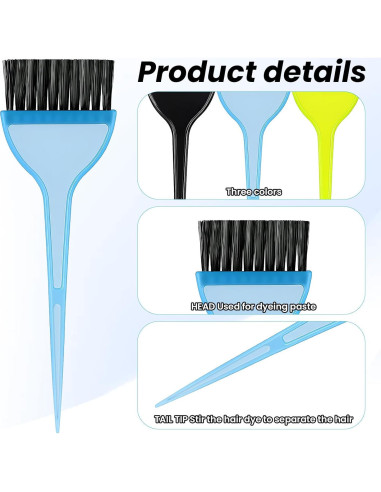 Kit de Brochas para Teñir el Cabello FdcLixuvol - 3 Pcs Colores