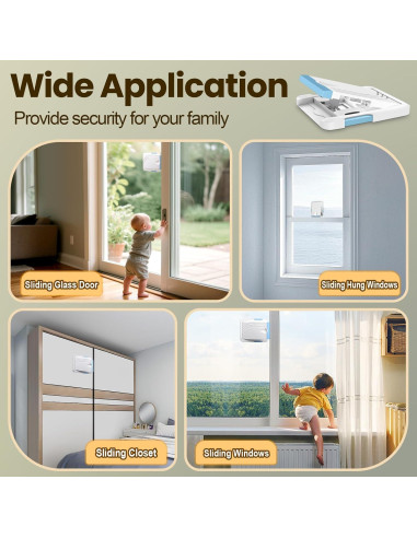 Cerradura de Seguridad Infantil para Puertas Deslizantes - 2 Pzs Azul