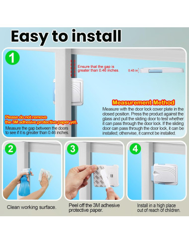 Cerradura de Seguridad Infantil para Puertas Deslizantes - 2 Pzs Azul