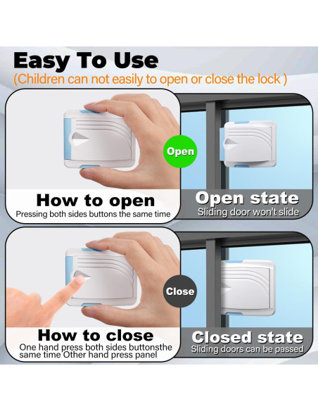 Cerradura de Seguridad Infantil para Puertas Deslizantes - 2 Pzs Azul Cerradura de Seguridad Infantil para Puertas Deslizantes - 2 Pzs Azul