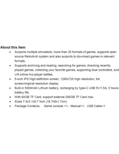 Consola de Juego Portátil Huizhou 64GB Pantalla 5" IPS