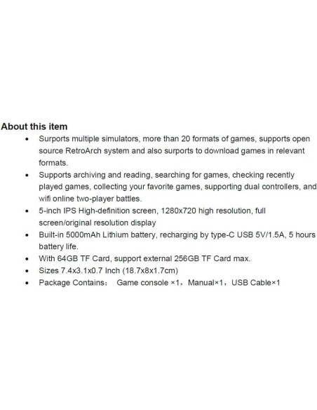 Consola de Juego Portátil Huizhou 64GB Pantalla 5" IPS