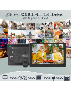 Marco de Fotos Digital KECAG 10.1" HD 1920x1080 con USB 32GB 2