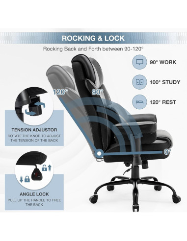 Silla de Oficina Ergonómica BOSMILLER 500lbs Ajustable Masaje