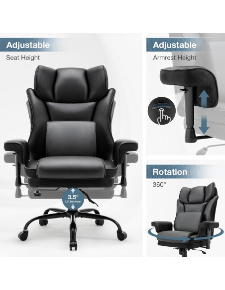 Silla de Oficina Ergonómica BOSMILLER 500lbs Ajustable Masaje