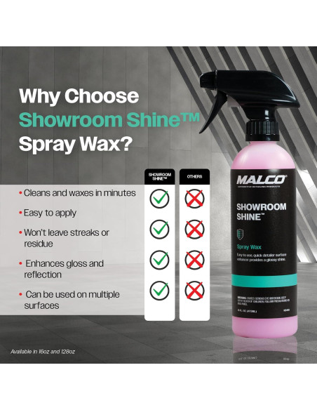 Cera en aerosol Malco Showroom Shine 3.63 kg - 128 Fl Oz