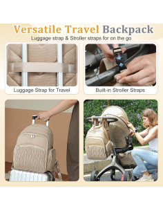 Mochila para Pañales Miss Fong Caqui - 16 Bolsillos, Impermeable 2