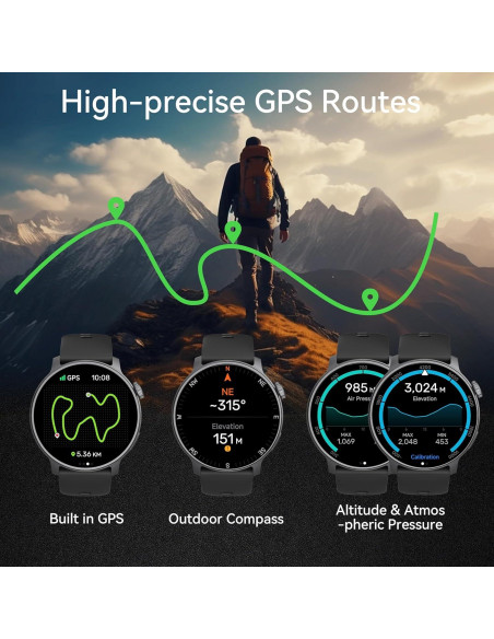 Reloj GPS KPEP R5G Negro 1.43" AMOLED Resistente al Agua