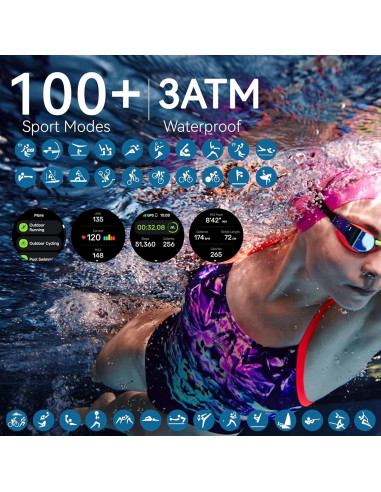 Reloj GPS KPEP R5G Negro 1.43" AMOLED Resistente al Agua