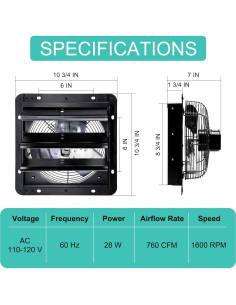 Ventilador de Escape Hipoilk 7" con Motor de Cobre 760 CFM 2