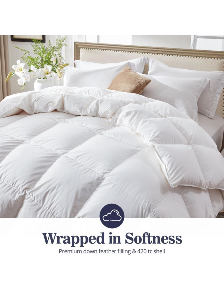 Edredón King Globon de Plumas Ultra Suave 700 Relleno Blanco