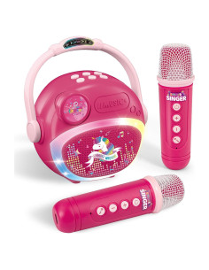 Mini Máquina de Karaoke Rosa para Niñas con Bluetooth y 2 Micrófonos
