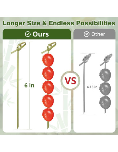 200 Palillos de Cóctel de Bambú con Nudo 15.24 cm - DOUDOULE