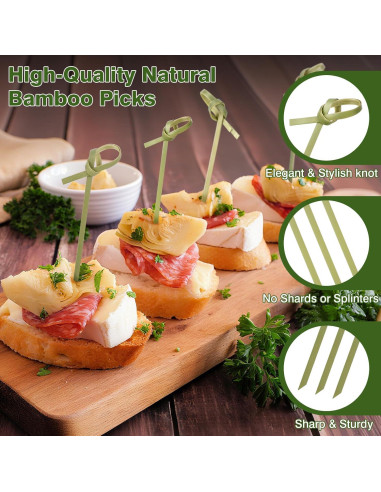 200 Palillos de Cóctel de Bambú con Nudo 15.24 cm - DOUDOULE