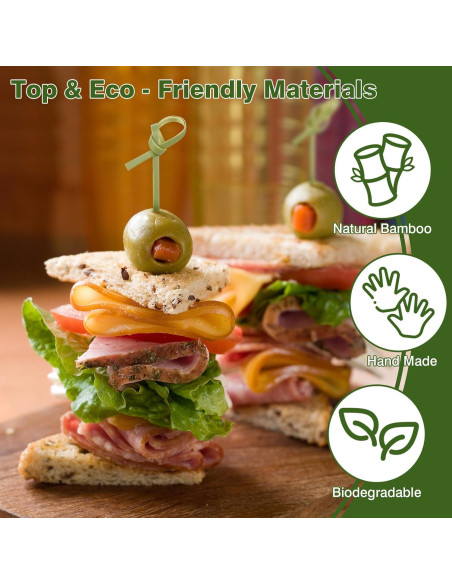 200 Palillos de Cóctel de Bambú con Nudo 15.24 cm - DOUDOULE