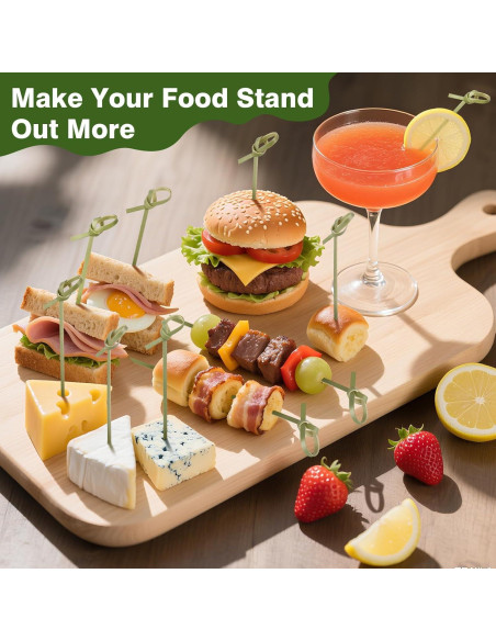 200 Palillos de Cóctel de Bambú con Nudo 15.24 cm - DOUDOULE