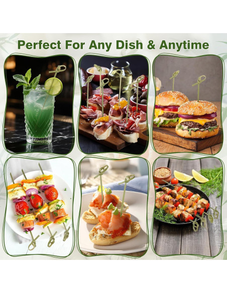 200 Palillos de Cóctel de Bambú con Nudo 15.24 cm - DOUDOULE