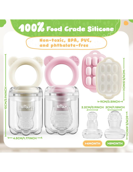 Combo Alimentador de Frutas Bear Baby + Bandeja Congelador