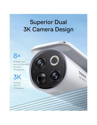 Baseus Kit Solar de 2 Cámaras de Seguridad Inalámbricas 3K