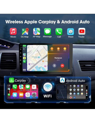Estéreo de Coche Double Din Haudio para Honda Civic 2001-2005 - Pantalla Táctil HD 9" con CarPlay, Bluetooth, Cámara de Reversa