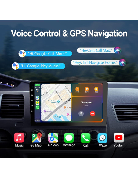 Estéreo de Coche Double Din Haudio para Honda Civic 2001-2005 - Pantalla Táctil HD 9" con CarPlay, Bluetooth, Cámara de Reversa