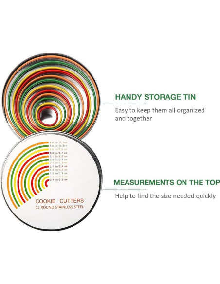 Conjunto de Cortadores de Galletas Redondos Alimat PluS 12 Pzs
