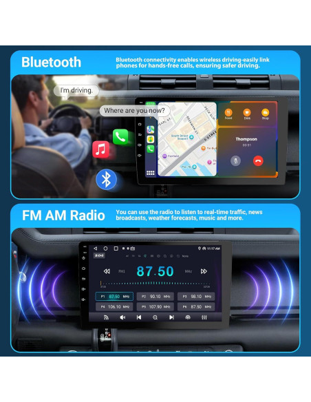Estéreo de Coche Double Din Haudio para Honda Civic 2001-2005 - Pantalla Táctil HD 9" con CarPlay, Bluetooth, Cámara de Reversa