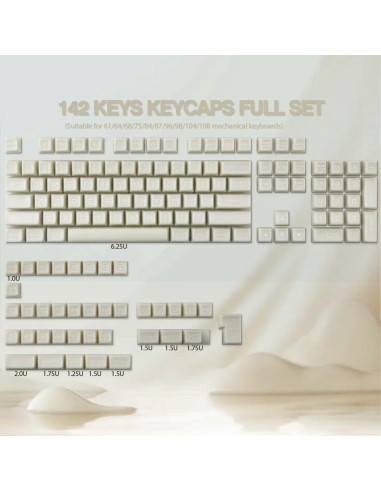 Juego de Teclas PBT Tsung - 142 Teclas Jade Blanco SA