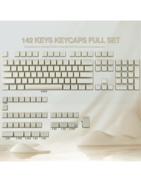 Juego de Teclas PBT Tsung - 142 Teclas Jade Blanco SA