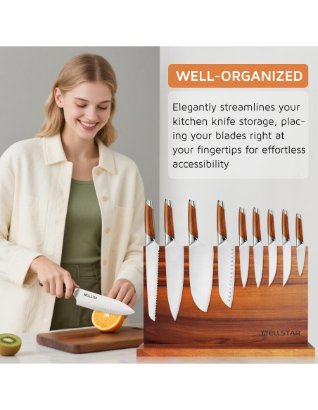 Soporte Magnético para Cuchillos WELLSTAR Acacia 40.6x25.4cm