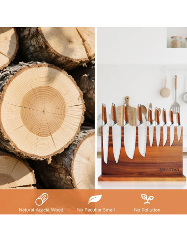 Soporte Magnético para Cuchillos WELLSTAR Acacia 40.6x25.4cm