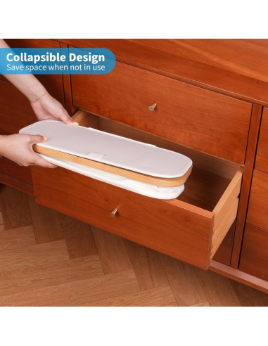 Cesta de Lavandería Efluky 63L Beige con Tapa y Asas de Bambú