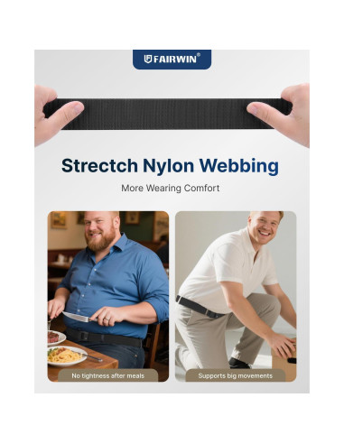Cinturón de Trinquete Fairwin para Hombres - Nylon Elástico S
