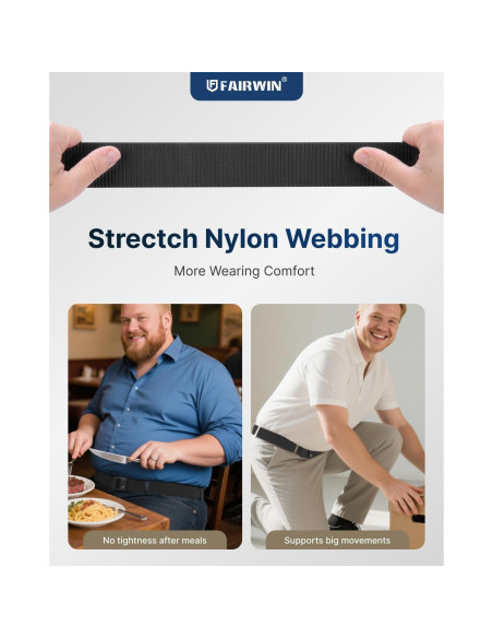 Cinturón de Trinquete Fairwin para Hombres - Nylon Elástico S