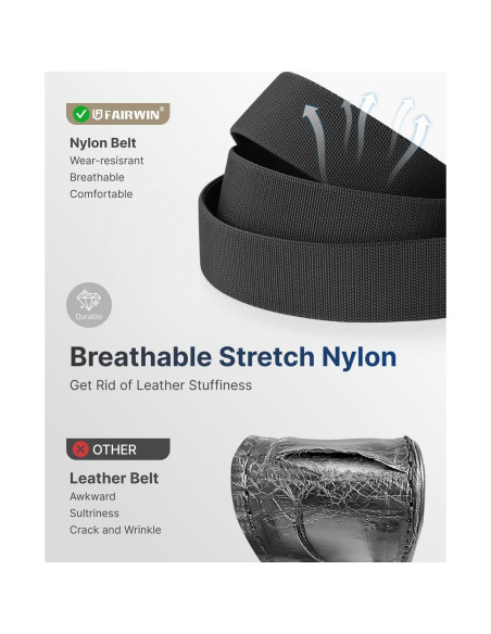 Cinturón de Trinquete Fairwin para Hombres - Nylon Elástico S