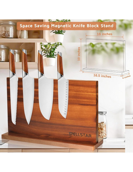Soporte Magnético para Cuchillos WELLSTAR Acacia 40.6x25.4cm