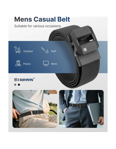 Cinturón de Trinquete Fairwin para Hombres - Nylon Elástico S