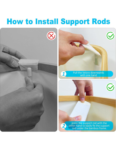 Cesta de Lavandería Efluky 63L Beige con Tapa y Asas de Bambú