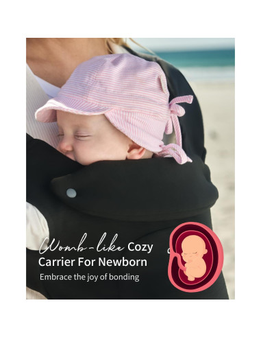 Fular Portabebés GROWNSY Ergonómico Negro 0.45kg 3.18-15.88kg