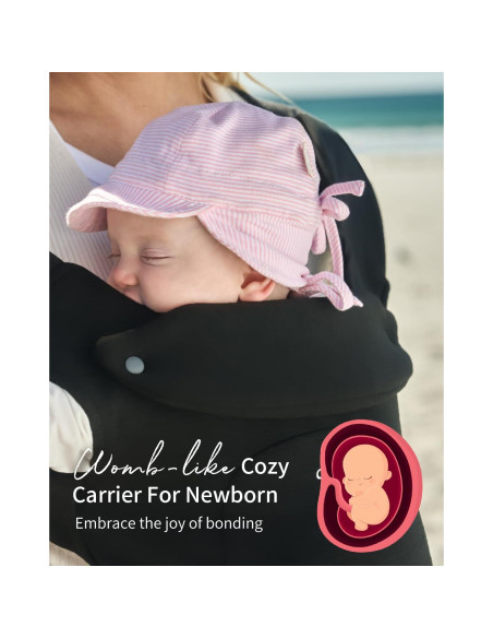 Fular Portabebés GROWNSY Ergonómico Negro 0.45kg 3.18-15.88kg