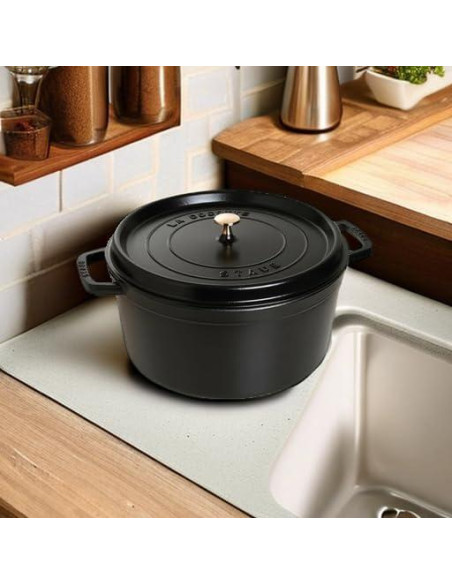 Asador Redondo STAUB de Hierro Fundido 12.6L Negro