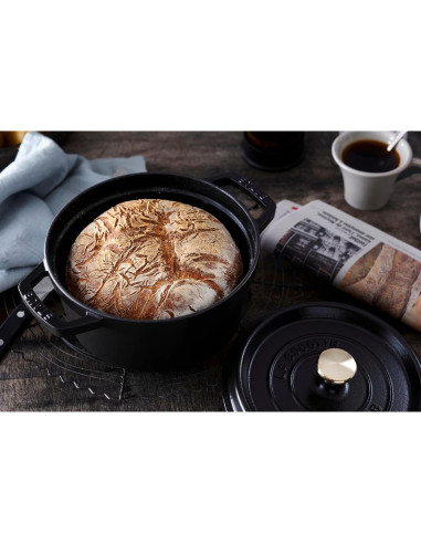 Asador Redondo STAUB de Hierro Fundido 12.6L Negro