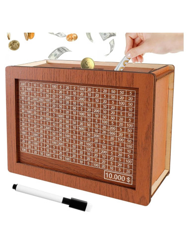 Caja de Ahorros de Madera Jxueych 10k con Contador - Marrón