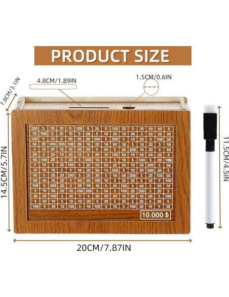 Caja de Ahorros de Madera Jxueych 10k con Contador - Marrón