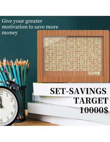 Caja de Ahorros de Madera Jxueych 10k con Contador - Marrón