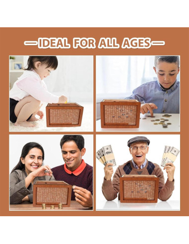 Caja de Ahorros de Madera Jxueych 10k con Contador - Marrón