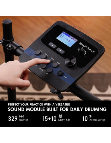 Batería Eléctrica HAMPBACK ACE-301 con Pads de Malla Silenciosos